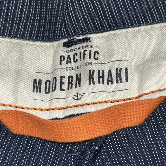 Dockers Pacific Collection Men's Modern Khaki Striped Blue Dress Pants 36X30 - Picture 4 of 7